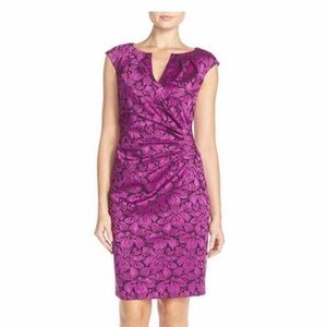 Adrianna Papell Kalla Metalic Fliral Jacquard Sheath Dress